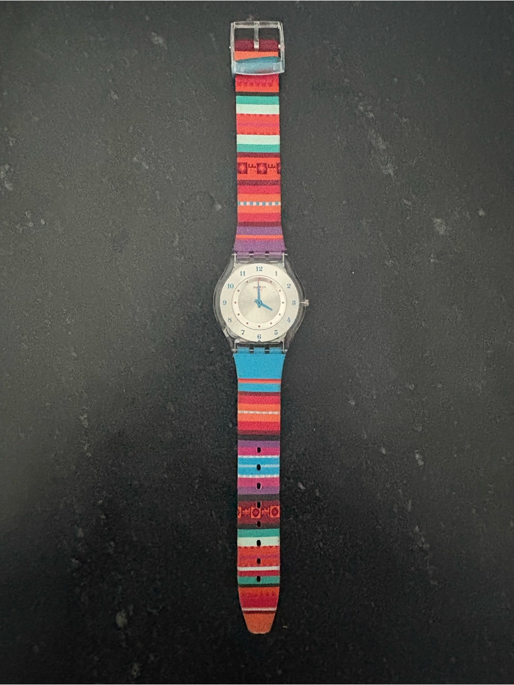 Vintage Rare Swatch Flute De Pan SFK372 AG 2012 Skin Skeleton Back Swiss Watch